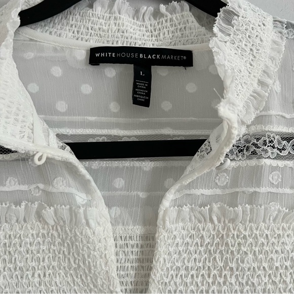 White House Black Market Sheer White Lace Blouse - Picture 4 of 5